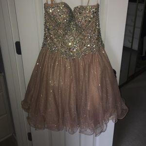 Champagne rhinestone short dress